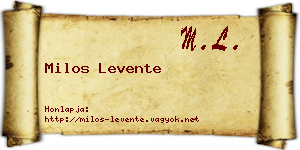 Milos Levente névjegykártya